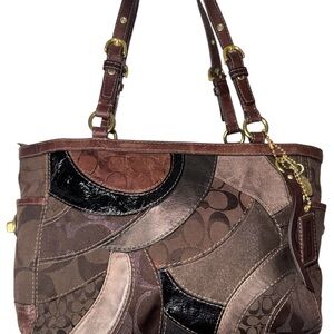COACH Mosaic Signature Patchwork Shoulder Bag - Brown Leather - Clean!
